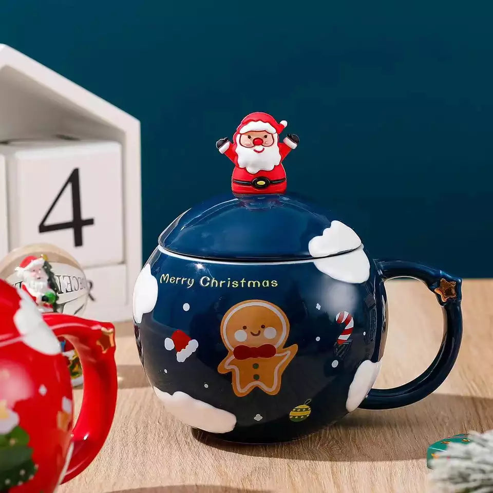 Round Christmas mug with spoon