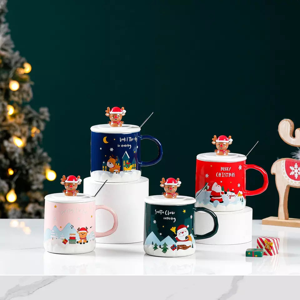 Reindeer lid Christmas mug