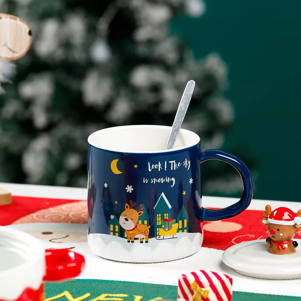 Reindeer lid Christmas mug