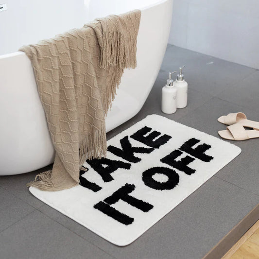 Quirky slogan bath/door mat : Take it off