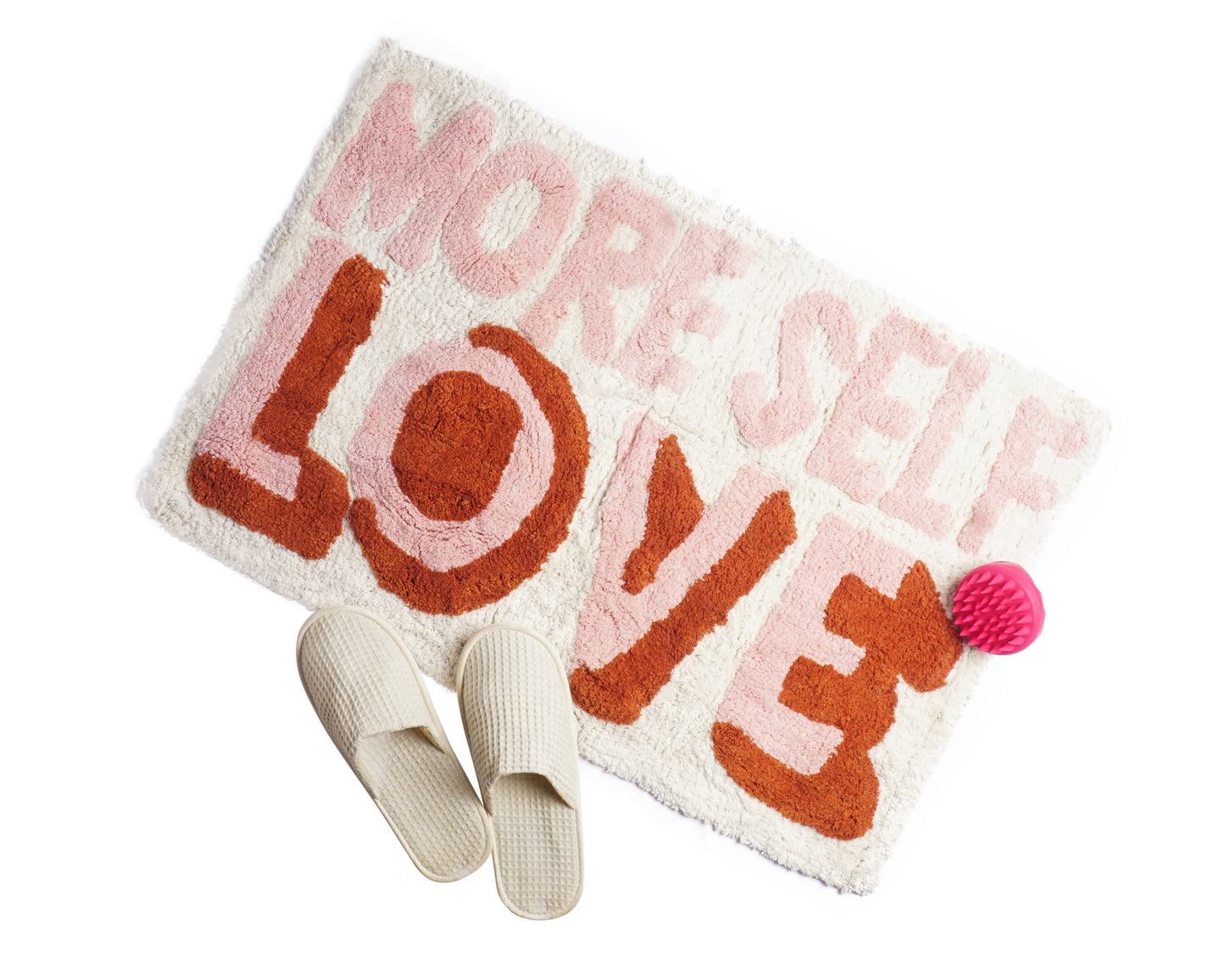 Quirky slogan bath/door mat : More self love
