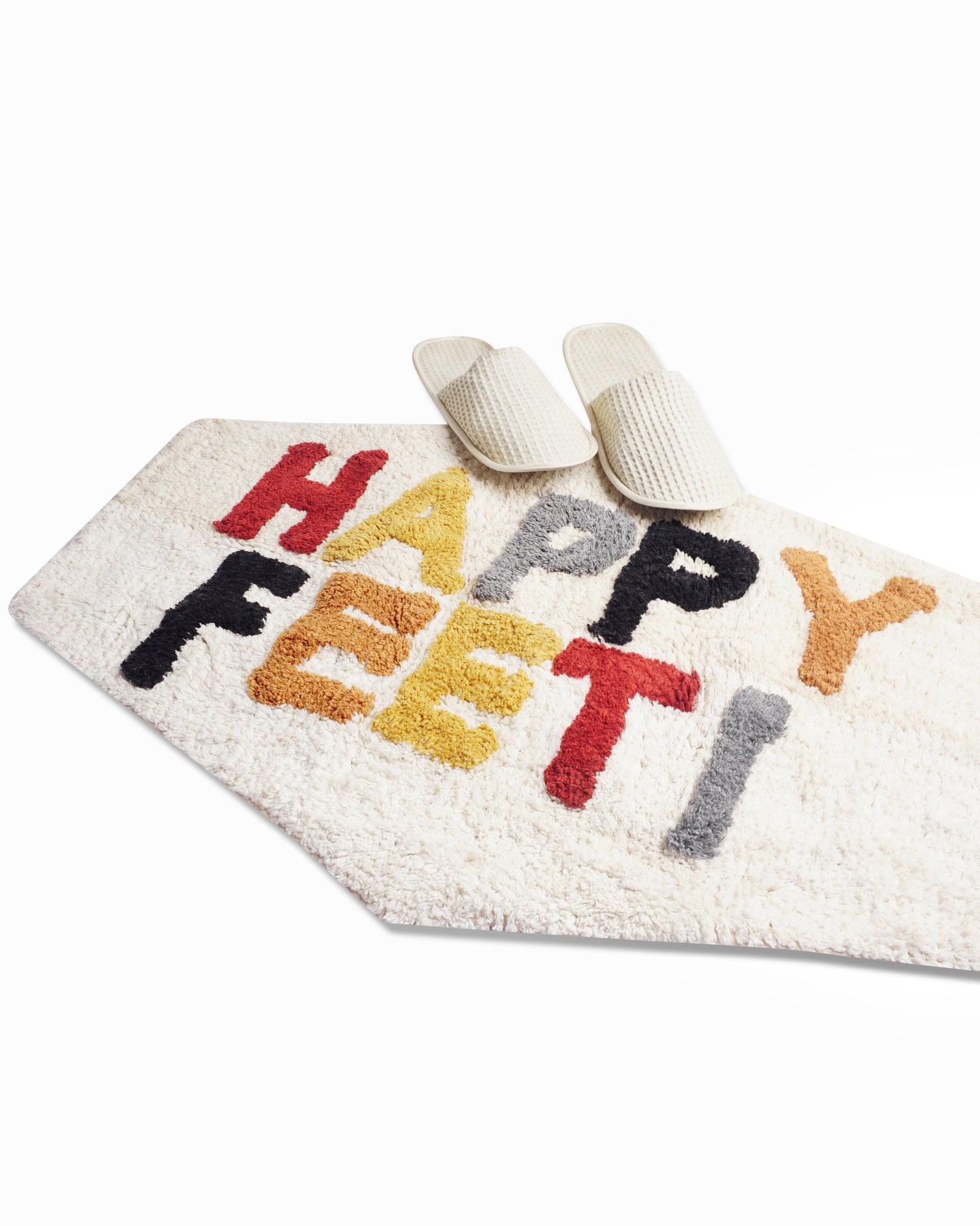 Quirky slogan bath/door mat : Happy feet