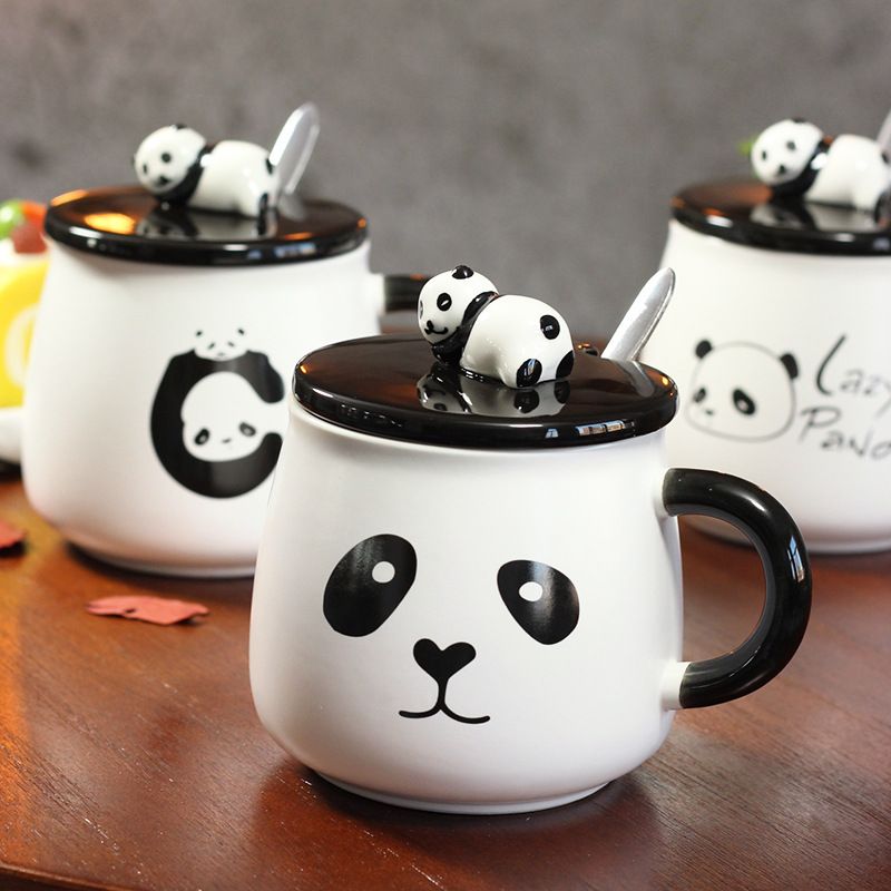 Panda mug with lid