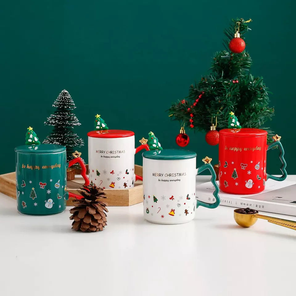 Christmas mug with print and spoon