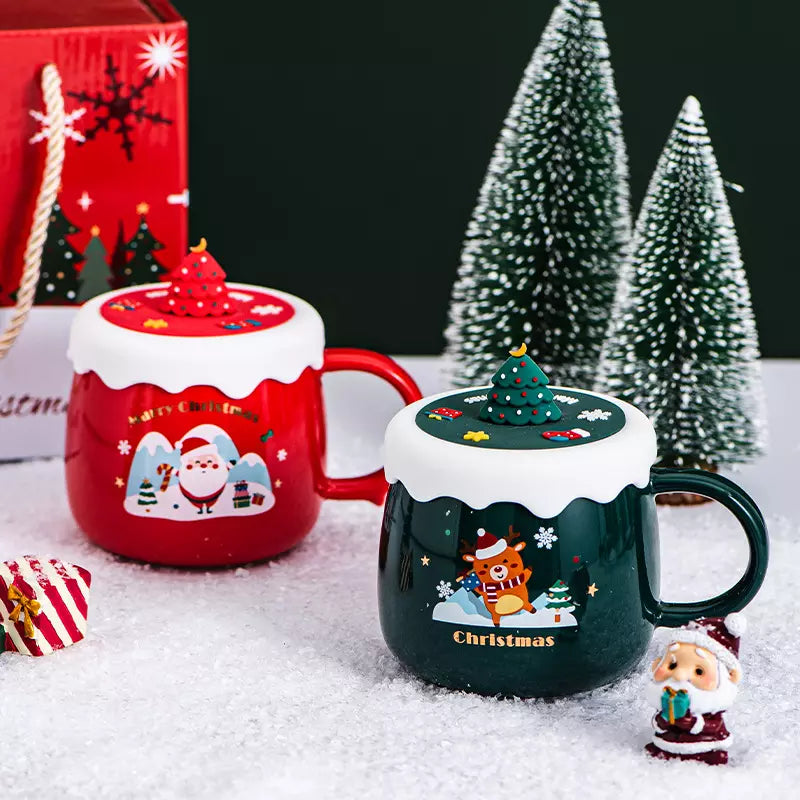 Cute christmas mug with lid