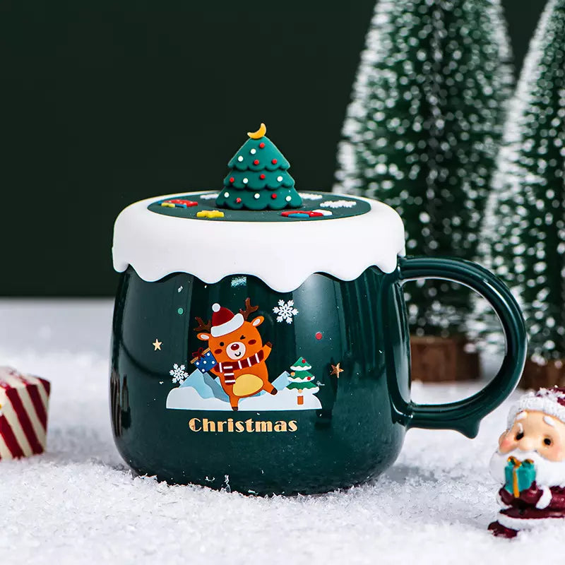 Cute christmas mug with lid