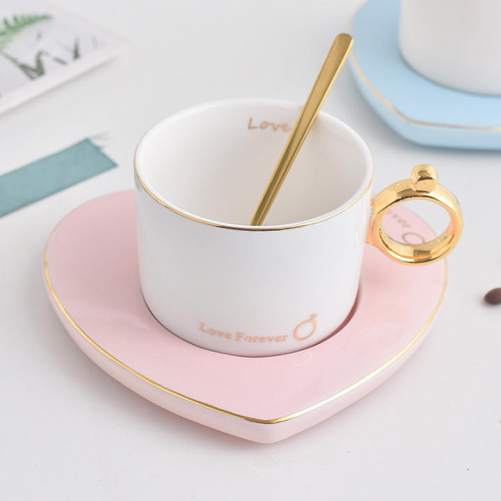 Love forever heart mug with saucer