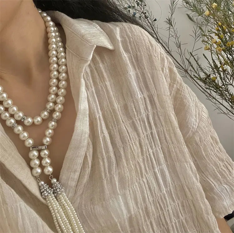 Long Pearl multilayer necklace