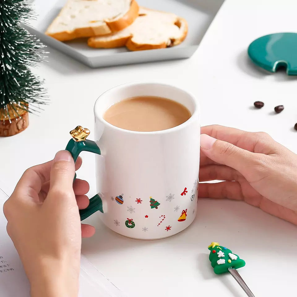 Christmas mug with print and spoon