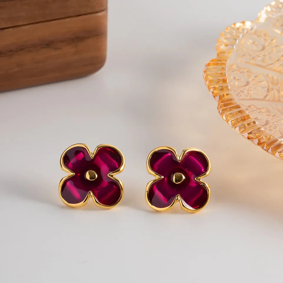 Stunning Flower Design Earrings - South India Jewels