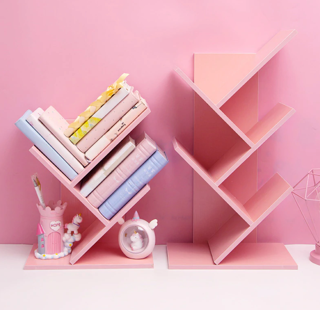 Baby pink wooden shelf