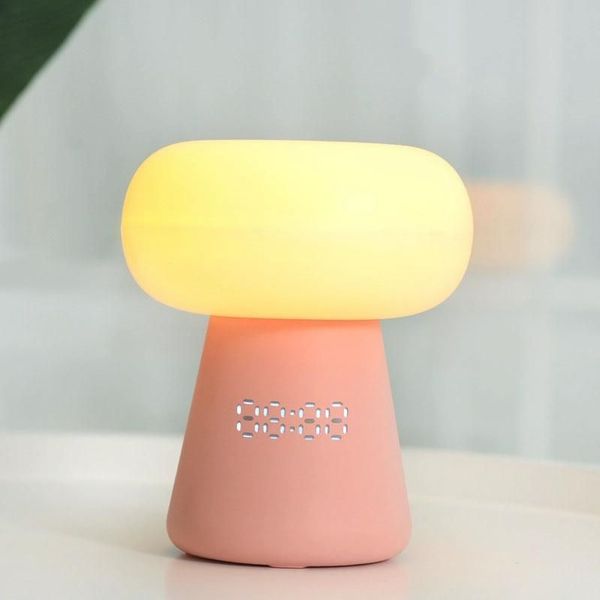 Mushroom table lamp with clock