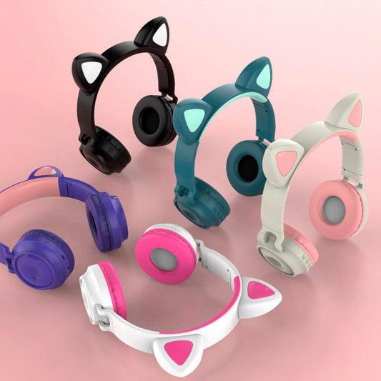 Wireless cat headphones with light