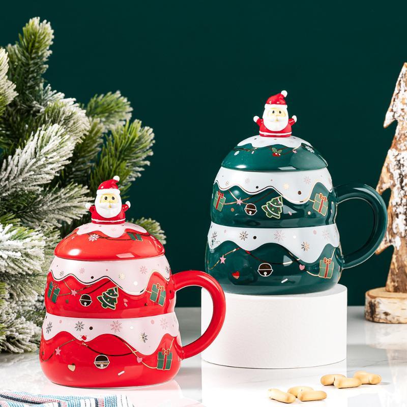 Christmas tree mug with santa lid