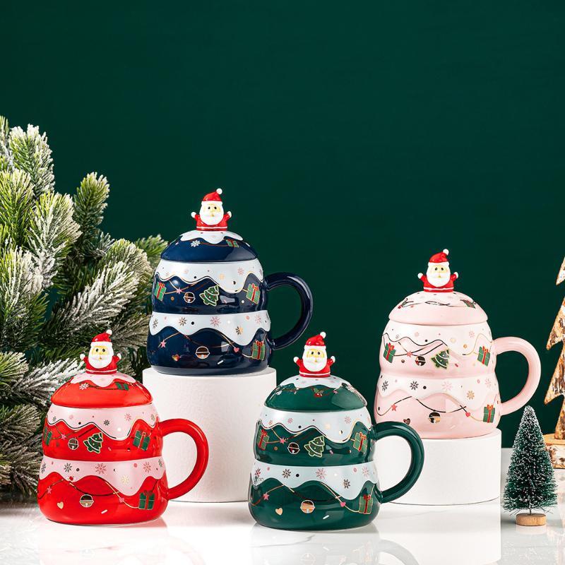 Christmas tree mug with santa lid