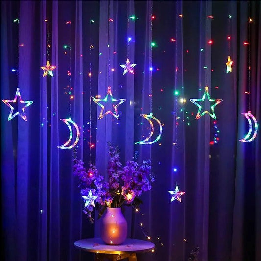 Star and moon curtain light Multicolour